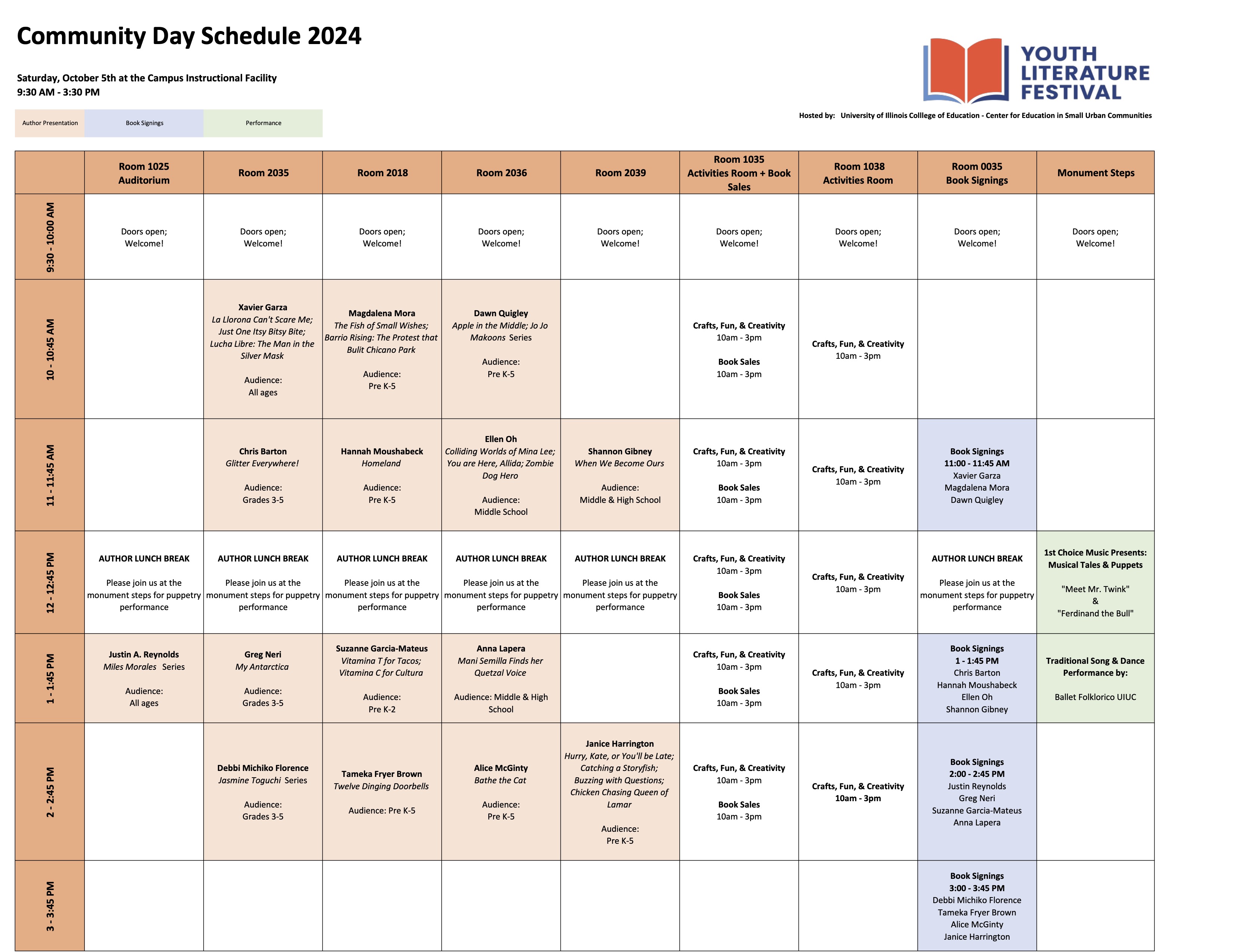 Community Day Schedule