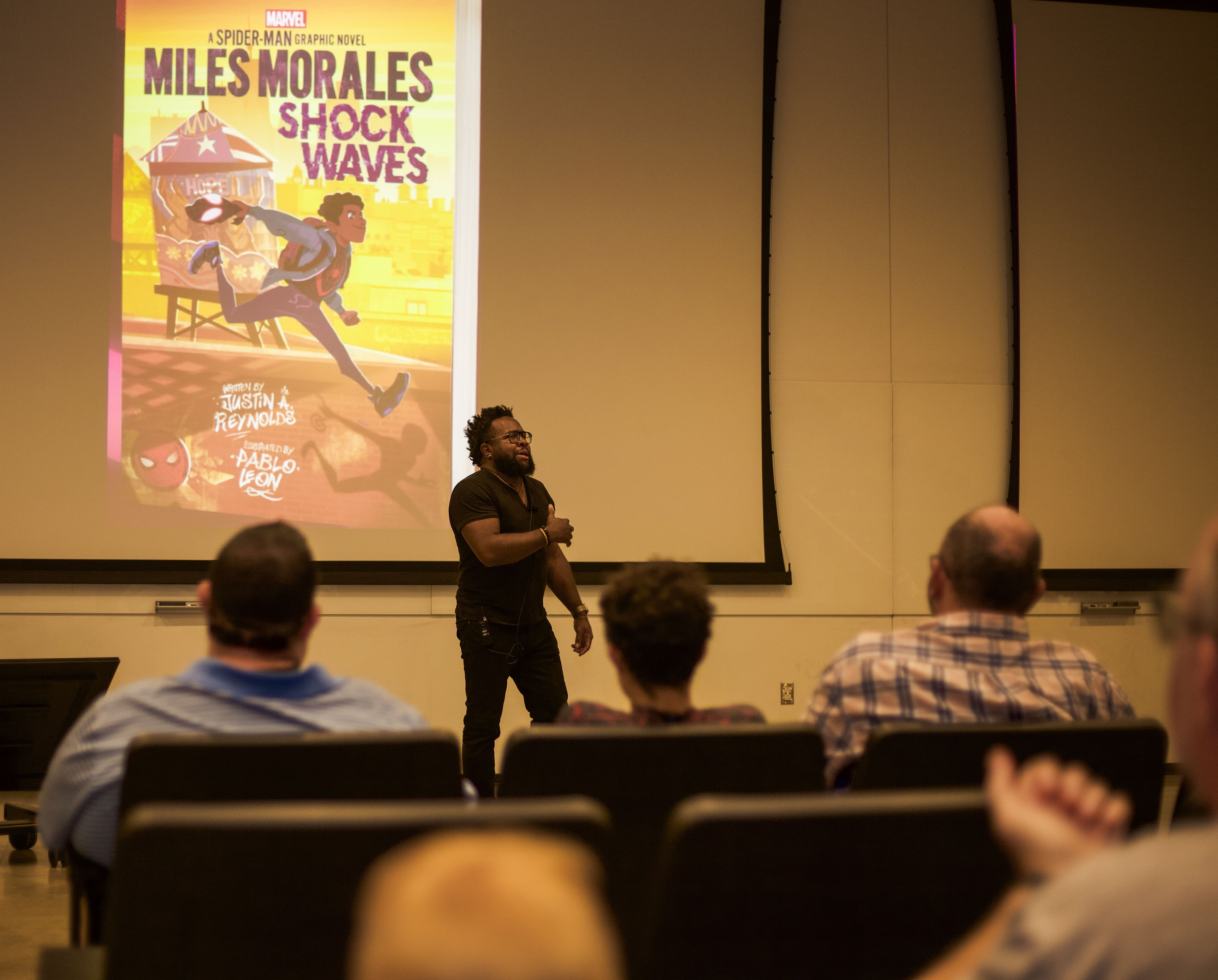 Author Justin Reynolds at a school visit